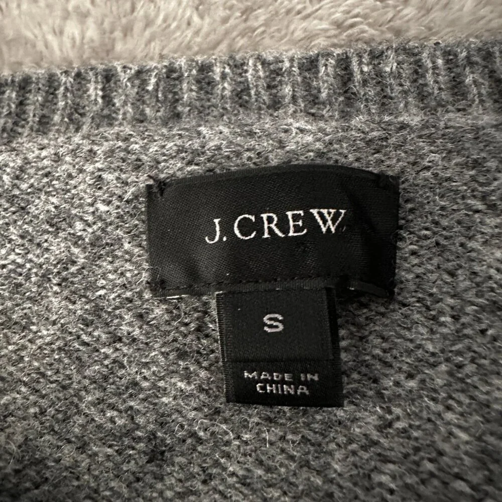 J. Crew 100% Lambswool Gray Crew Neck Sweater Men's SMALL